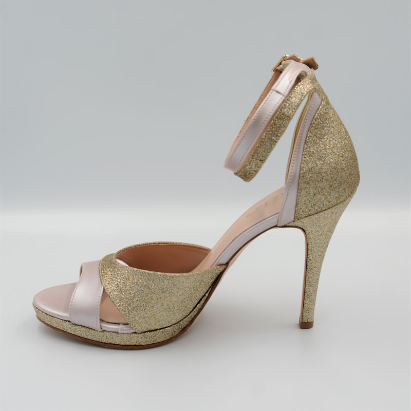 Νυφικά Παπούτσια - Κωδ. 142742  Χρώμα Perla Magna-Gold Glitter